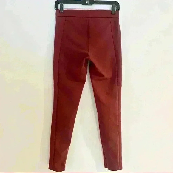 MANGO Burgundy Skinny Pants w/ Stitching and Zip Ankle Detailing - Picture 12 of 16